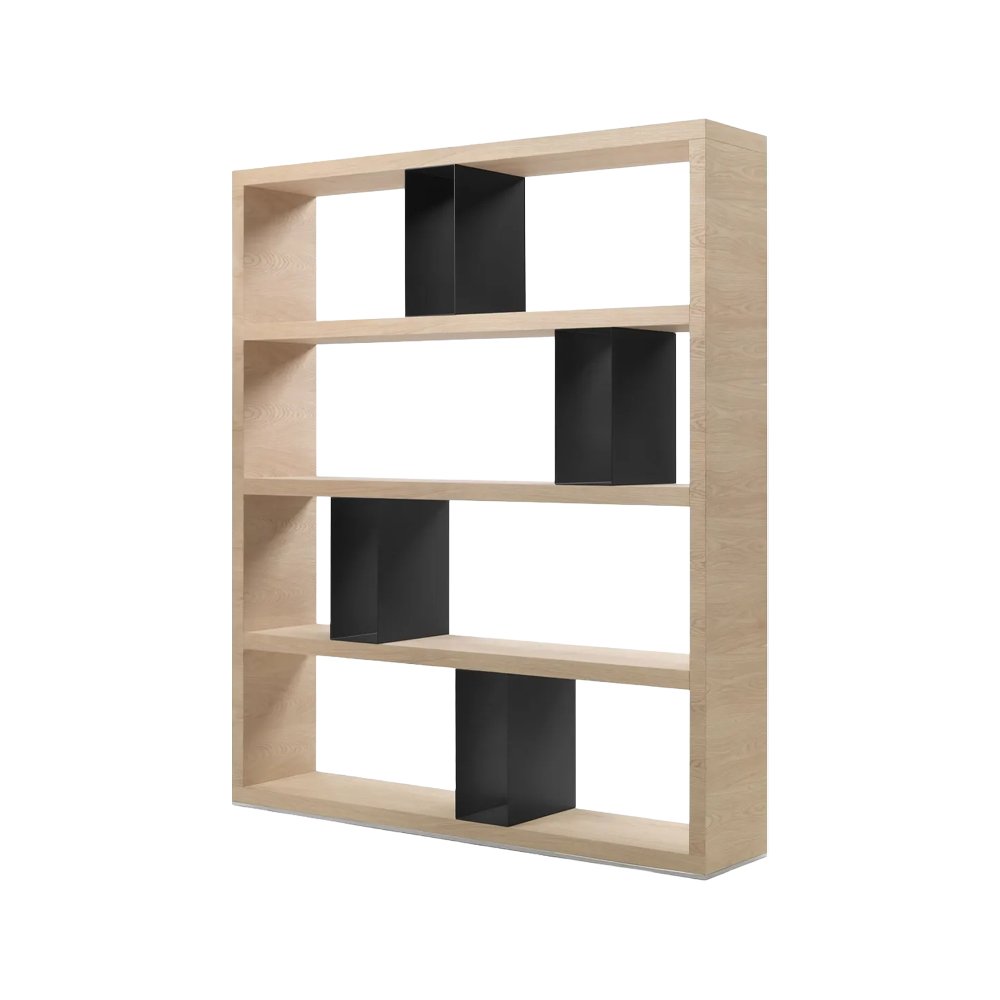 Double-sided open wood veneer bookcase